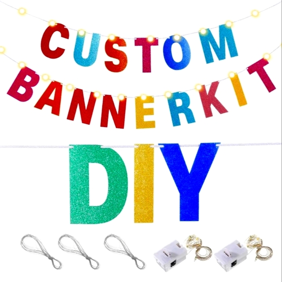 112 Pcs DIY Glitter Customizable Banner Kit ( Includes 107 Letters and Numbers) - Picture 1 of 7